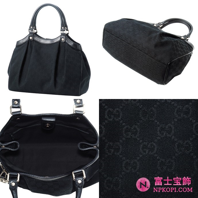 GUCCI/グッチ 2012年春夏SUKEY定番キャンバスGG柄Gチャーム付きミディアムプリーツバッグ 211944 FAFXG 1000 